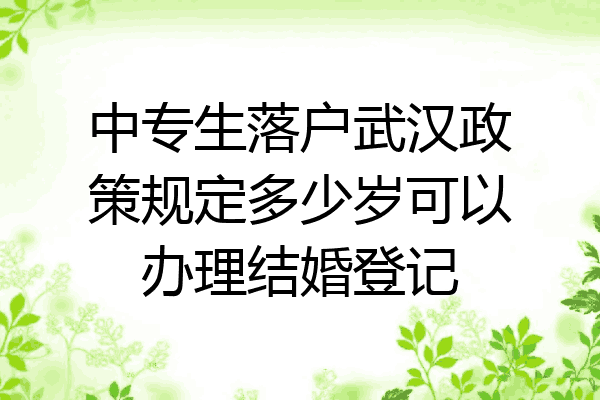 中专生落户武汉政策规定多少岁可以办理结婚登记