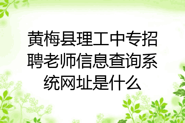 黄梅县理工中专招聘老师信息查询系统网址是什么