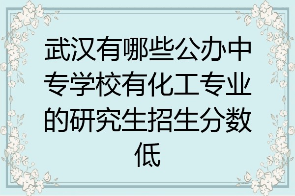 武汉有哪些公办中专学校有化工专业的研究生招生分数低