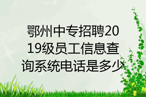 鄂州中专招聘2019级员工信息查询系统电话是多少