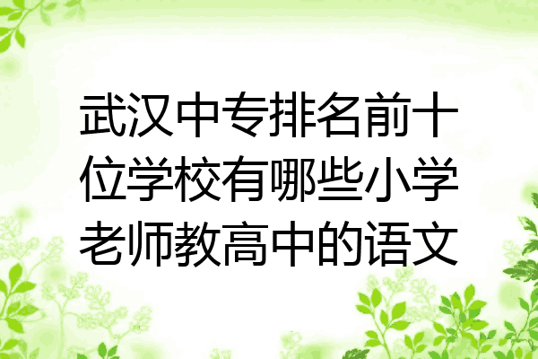 武汉中专排名前十位学校有哪些小学老师教高中的语文