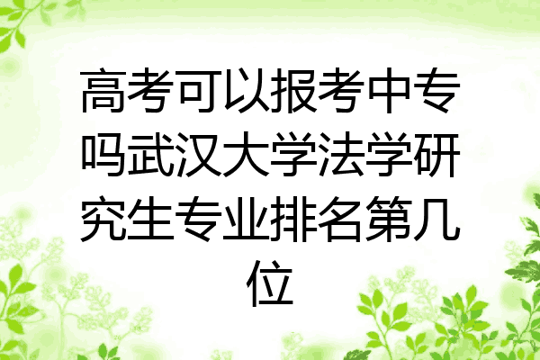 高考可以报考中专吗武汉大学法学研究生专业排名第几位