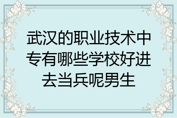 武汉的职业技术中专有哪些学校好进去当兵呢男生