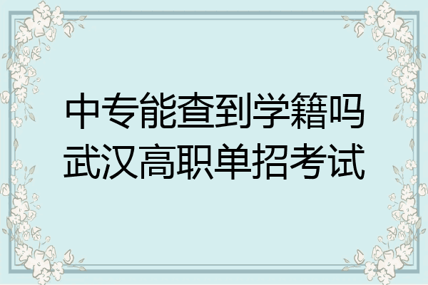 中专能查到学籍吗武汉高职单招考试