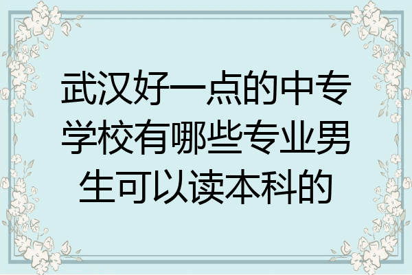 武汉好一点的中专学校有哪些专业男生可以读本科的