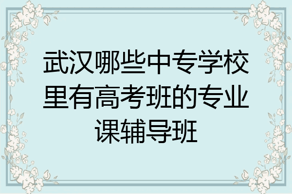 武汉哪些中专学校里有高考班的专业课辅导班