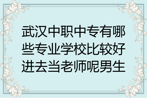 武汉中职中专有哪些专业学校比较好进去当老师呢男生