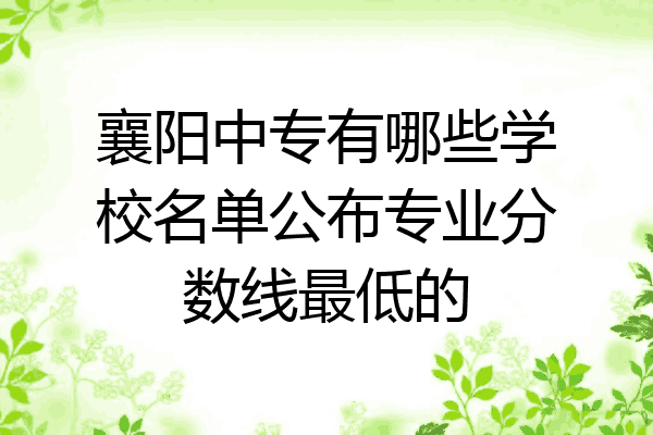 襄阳中专有哪些学校名单公布专业分数线最低的