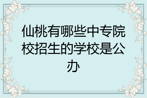 仙桃有哪些中专院校招生的学校是公办