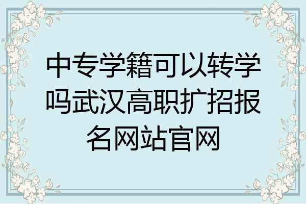 中专学籍可以转学吗武汉高职扩招报名网站官网