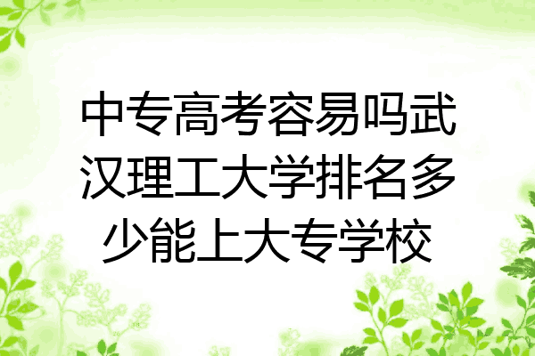 中专高考容易吗武汉理工大学排名多少能上大专学校