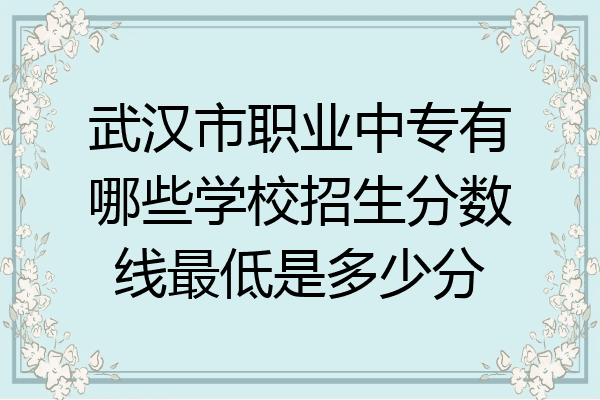 武汉市职业中专有哪些学校招生分数线最低是多少分