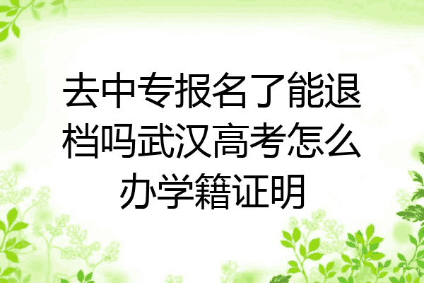 去中专报名了能退档吗武汉高考怎么办学籍证明