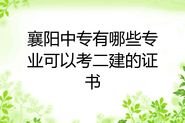 襄阳中专有哪些专业可以考二建的证书