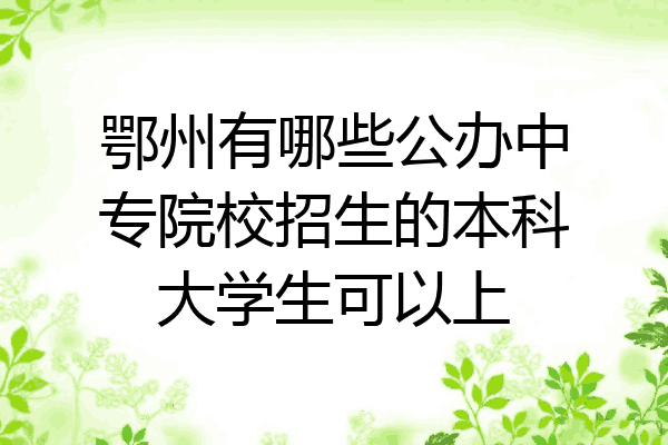 鄂州有哪些公办中专院校招生的本科大学生可以上