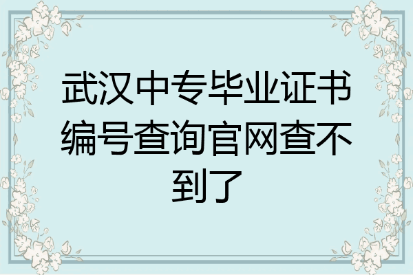 武汉中专毕业证书编号查询官网查不到了