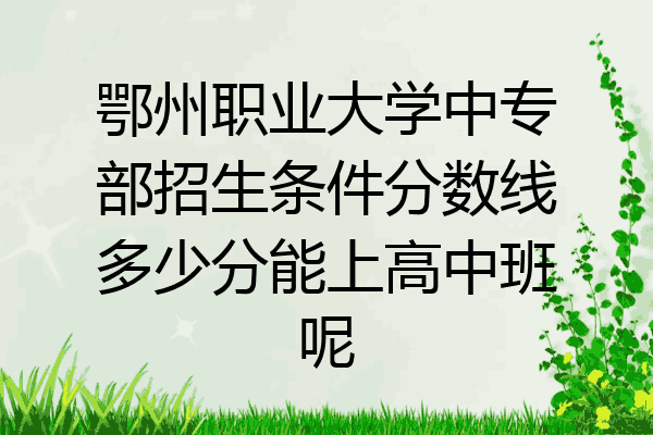 鄂州职业大学中专部招生条件分数线多少分能上高中班呢
