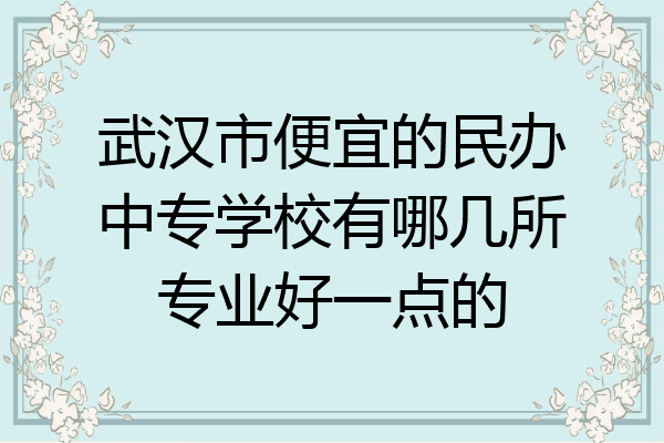 武汉市便宜的民办中专学校有哪几所专业好一点的