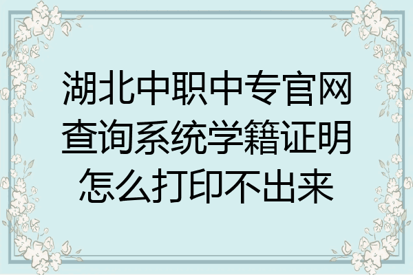 湖北中职中专官网查询系统学籍证明怎么打印不出来