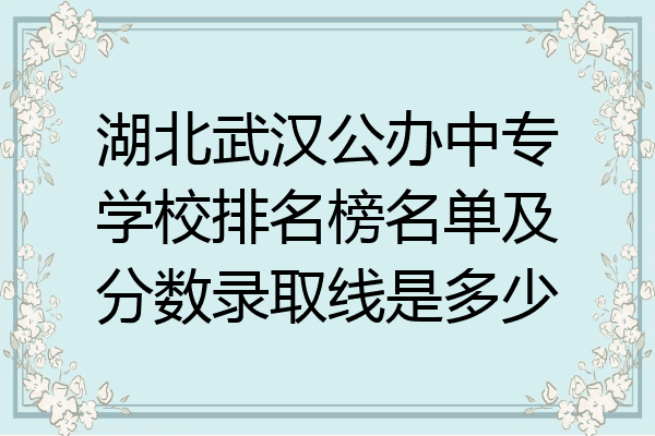 湖北武汉公办中专学校排名榜名单及分数录取线是多少