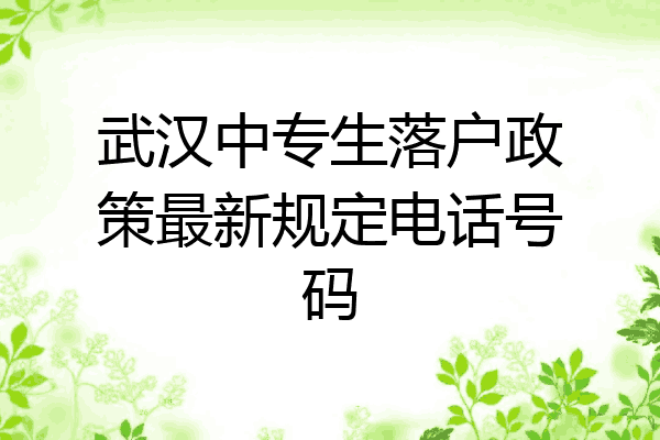 武汉中专生落户政策最新规定电话号码