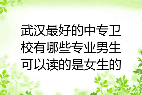 武汉最好的中专卫校有哪些专业男生可以读的是女生的