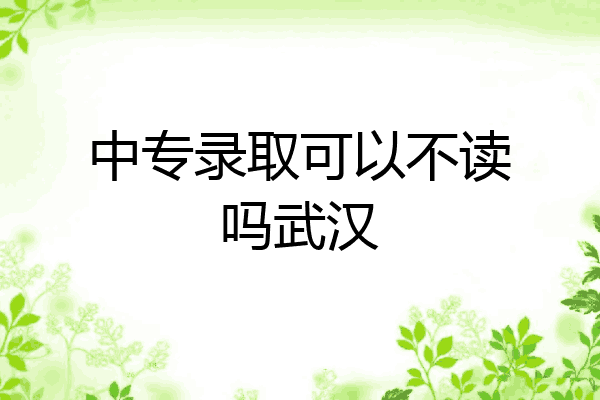 中专录取可以不读吗武汉