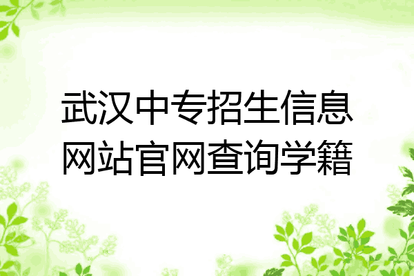 武汉中专招生信息网站官网查询学籍