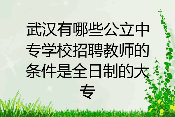 武汉有哪些公立中专学校招聘教师的条件是全日制的大专