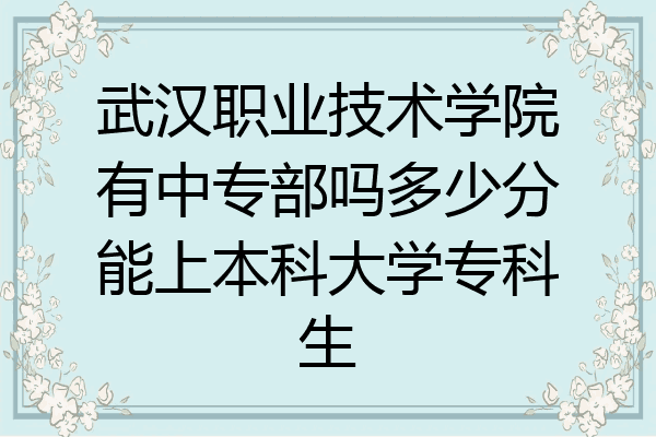 武汉职业技术学院有中专部吗多少分能上本科大学专科生