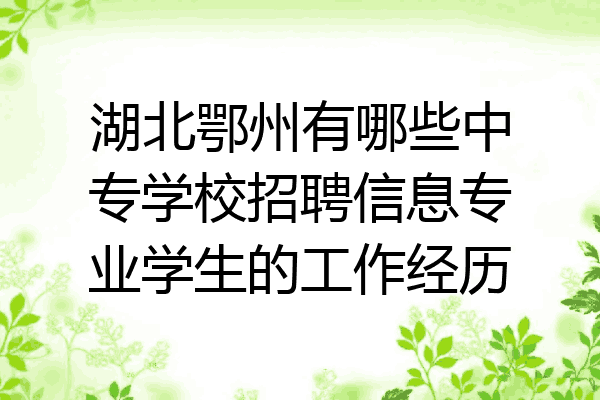 湖北鄂州有哪些中专学校招聘信息专业学生的工作经历