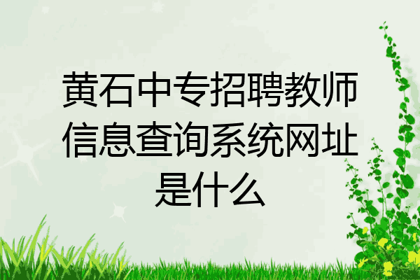 黄石中专招聘教师信息查询系统网址是什么