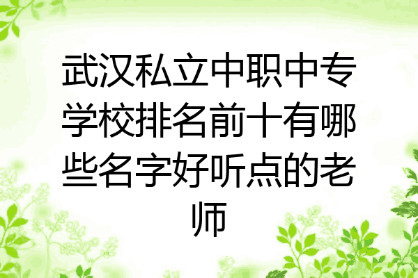 武汉私立中职中专学校排名前十有哪些名字好听点的老师