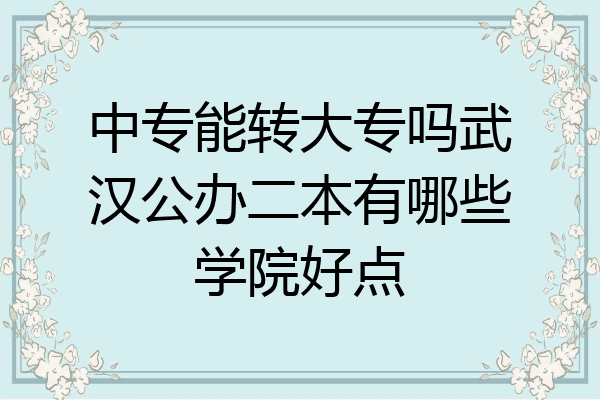 中专能转大专吗武汉公办二本有哪些学院好点