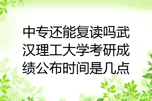 中专还能复读吗武汉理工大学考研成绩公布时间是几点