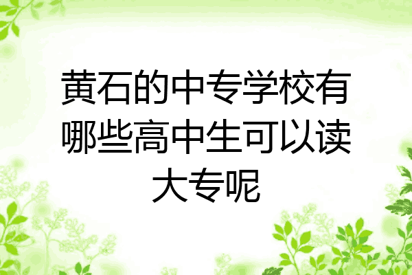 黄石的中专学校有哪些高中生可以读大专呢