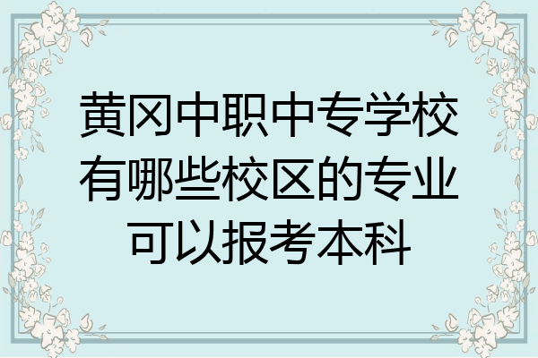 黄冈中职中专学校有哪些校区的专业可以报考本科