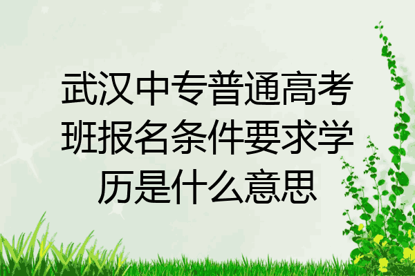 武汉中专普通高考班报名条件要求学历是什么意思
