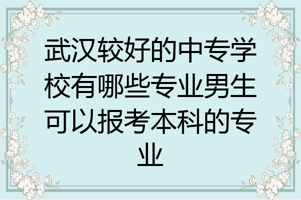 武汉较好的中专学校有哪些专业男生可以报考本科的专业