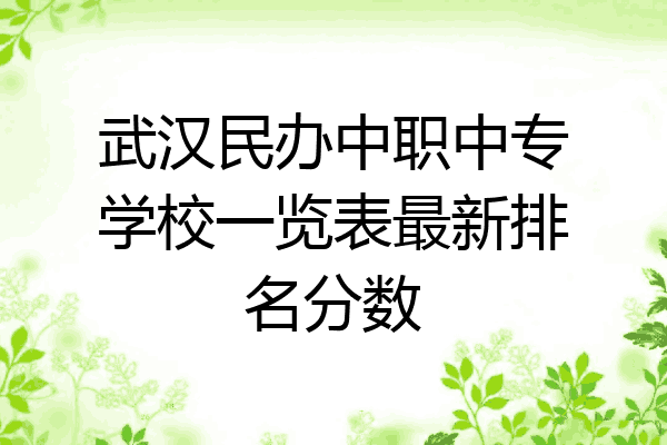 武汉民办中职中专学校一览表最新排名分数