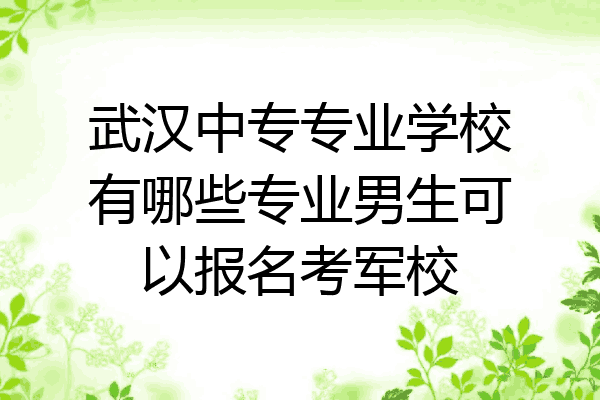 武汉中专专业学校有哪些专业男生可以报名考军校