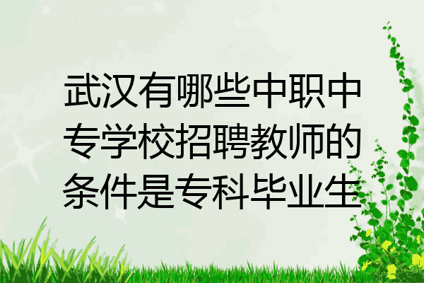 武汉有哪些中职中专学校招聘教师的条件是专科毕业生