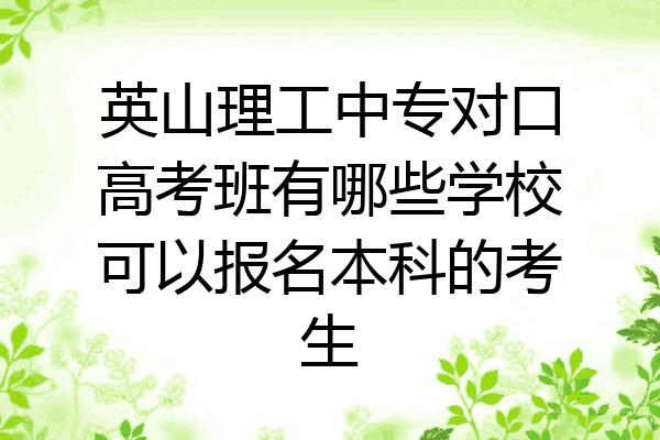 英山理工中专对口高考班有哪些学校可以报名本科的考生