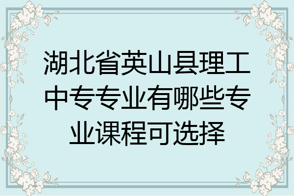 湖北省英山县理工中专专业有哪些专业课程可选择