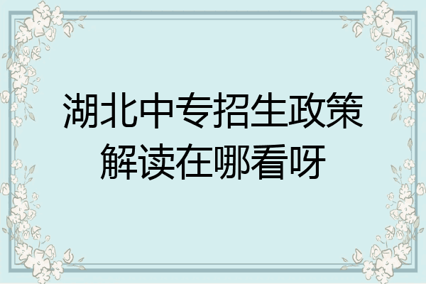 湖北中专招生政策解读在哪看呀