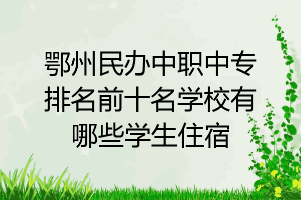 鄂州民办中职中专排名前十名学校有哪些学生住宿
