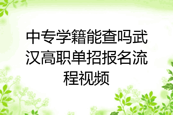 中专学籍能查吗武汉高职单招报名流程视频