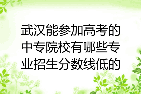 武汉能参加高考的中专院校有哪些专业招生分数线低的