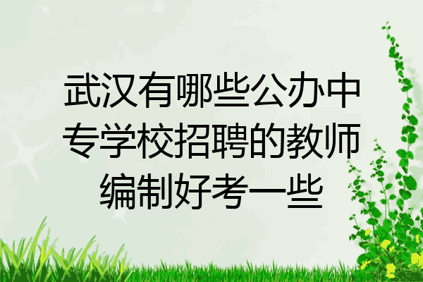 武汉有哪些公办中专学校招聘的教师编制好考一些