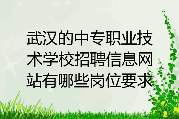 武汉的中专职业技术学校招聘信息网站有哪些岗位要求